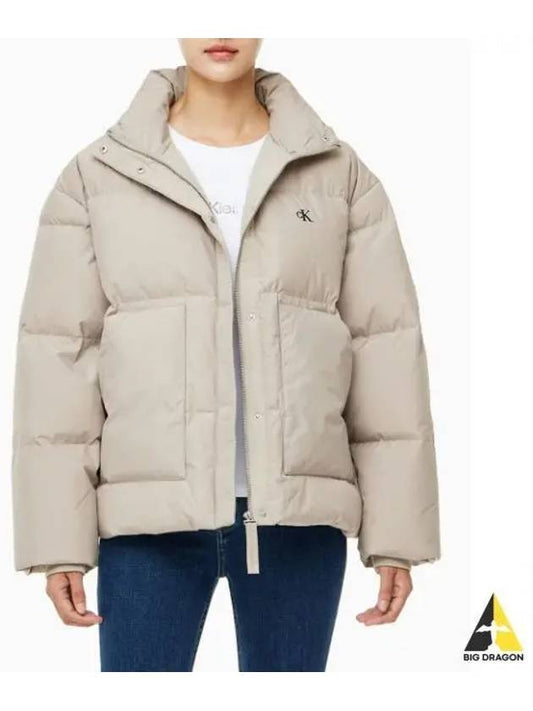 JEANS Women s Short Length Stand Collar Puffer Jacket J224676 PCF - CALVIN KLEIN - BALAAN 1