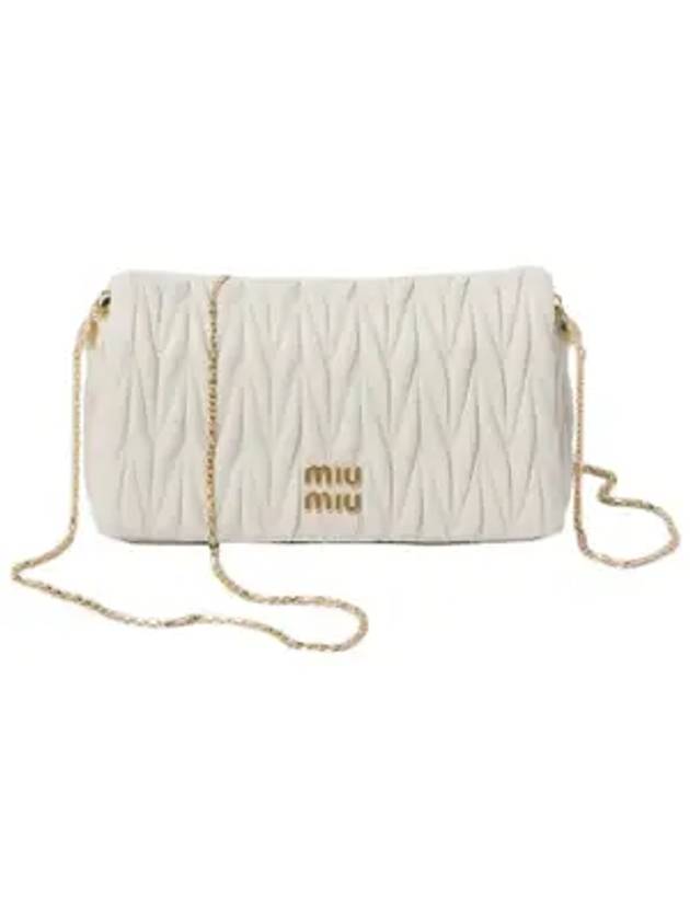 Matelasse Nappa Leather Logo Mini Bag White - MIU MIU - BALAAN 1