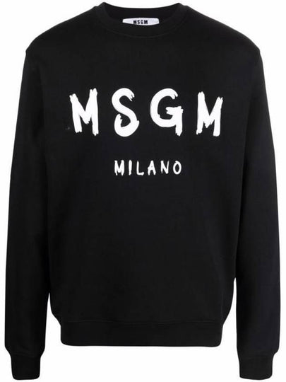 Brushed Logo Cotton Long Sleeve T-Shirt Black - MSGM - BALAAN 2