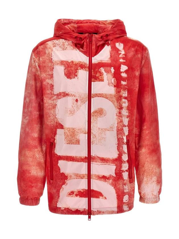 J Warrett Logo Watercolour Effect Windbreaker Red - DIESEL - BALAAN 1