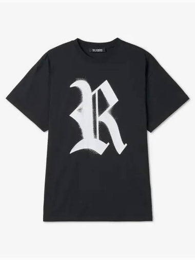 R Print Big Fit T Shirt Black 231120100CO0099 - RAF SIMONS - BALAAN 1