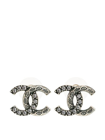 CC logo vintage crystal earrings silver - CHANEL - BALAAN 1