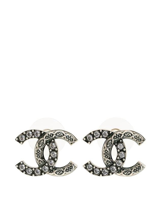 CC logo vintage crystal earrings silver - CHANEL - BALAAN 1