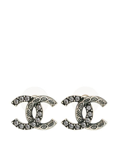 CC logo vintage crystal earrings silver - CHANEL - BALAAN 1