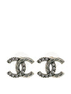 CC Logo Vintage Crystal Earrings Silver - CHANEL - BALAAN 1