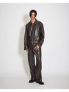 Round Line Leather Wide Pants Brown - MONTSENU - BALAAN 6