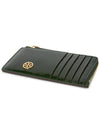 Robinson Crosshatched Zipper Card Wallet Evergreen - TORY BURCH - BALAAN 4