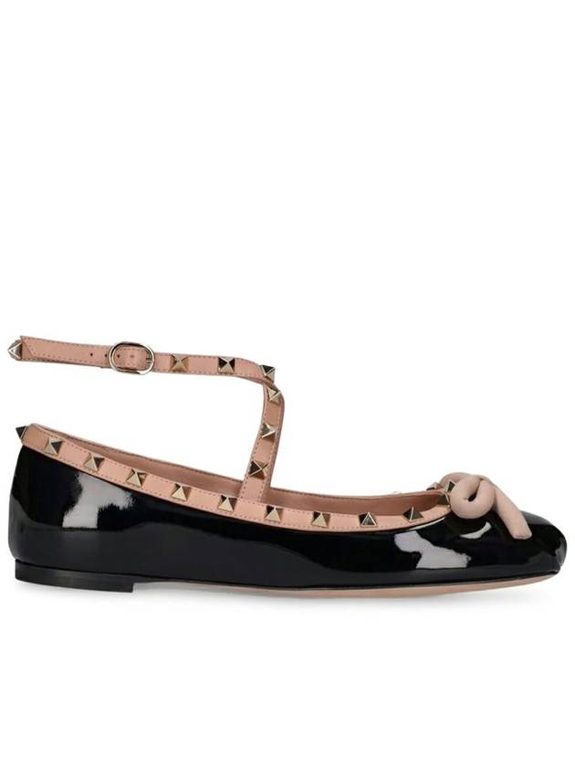 Rockstud Patent Leather Ballerina Black - VALENTINO - BALAAN 2