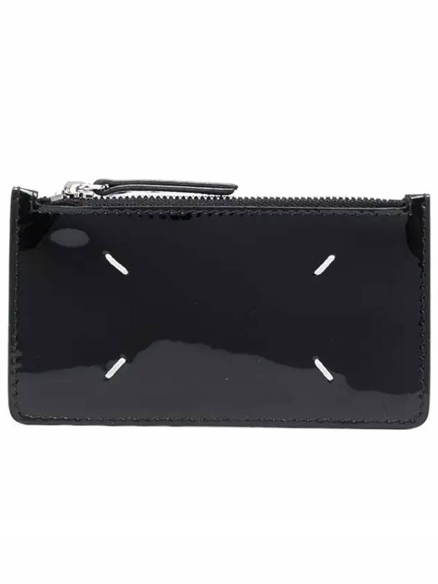 Stitch Varnish Zipper Card Wallet Black - MAISON MARGIELA - BALAAN 3