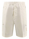 Cargo Bermuda Comfort Fit Cotton Shorts Off White - STONE ISLAND - BALAAN 2