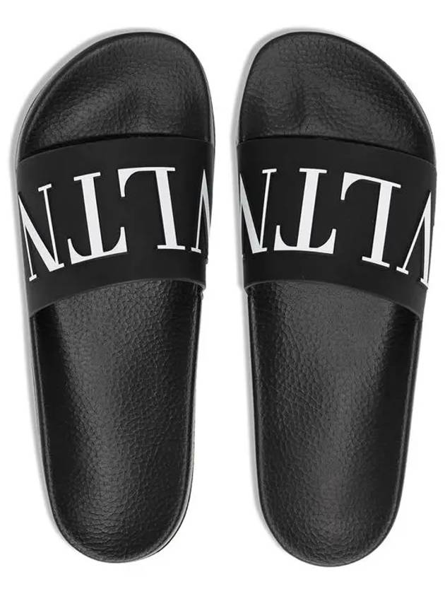 VLTN Logo Rubber Slippers Black - VALENTINO - BALAAN 5