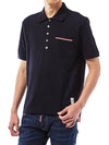 Men's Three Stripes Pocket Mercerized Short Sleeve Polo Shirt Navy - THOM BROWNE - BALAAN 6