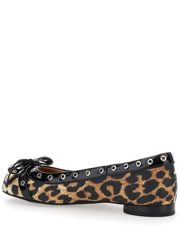 Multicolor Ballet Flats With Eyelets And All-Over Leopard Print In Satin Woman - GANNI - BALAAN 3