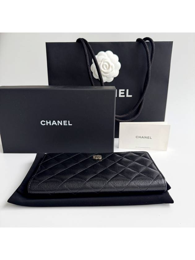 CC Gold Logo Classic Zipper Caviar Long Wallet Black - CHANEL - BALAAN 10