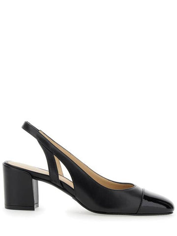 'Sleek' Black Slingback Pumps With Block Heel In Leather Woman - STUART WEITZMAN - BALAAN 1