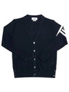 Men's Classic V-neck Merino Wool Cardigan Navy - THOM BROWNE - BALAAN 4