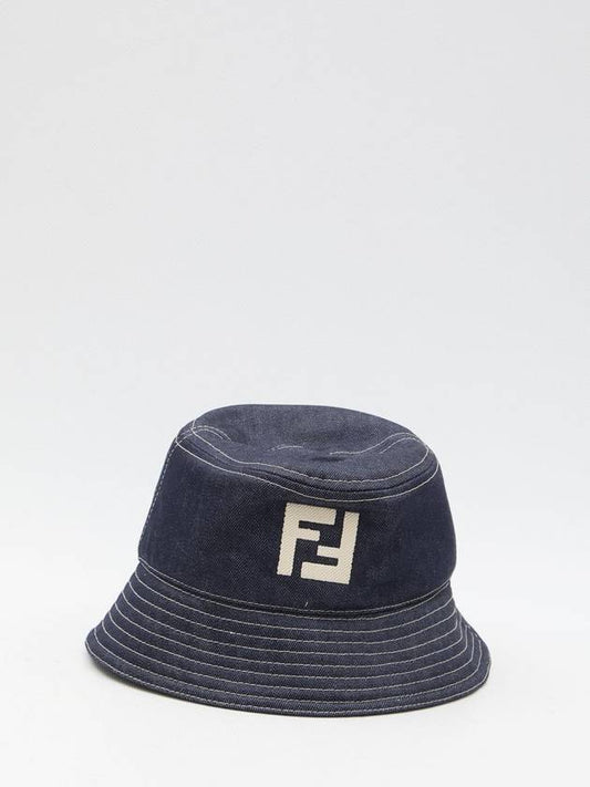 Logo Denim Bucket Hat Navy - FENDI - BALAAN 1