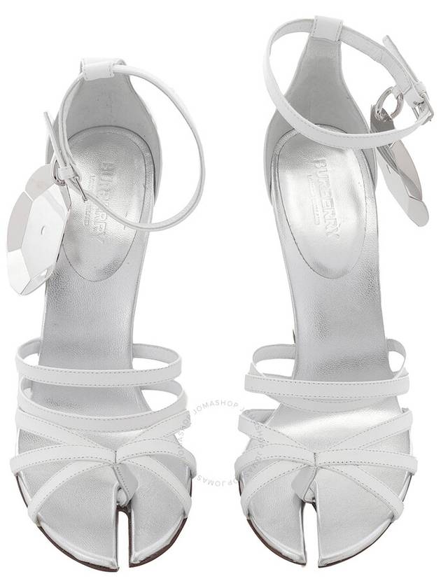 Burberry Optic White Split Toe Detail Leather Sandals Brand Size 35.5 US Size 5.5 - BURBERRY - BALAAN 3