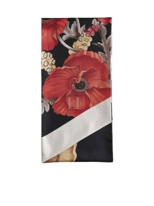 Poppies Print Silk Scarf Black - SALVATORE FERRAGAMO - BALAAN 2