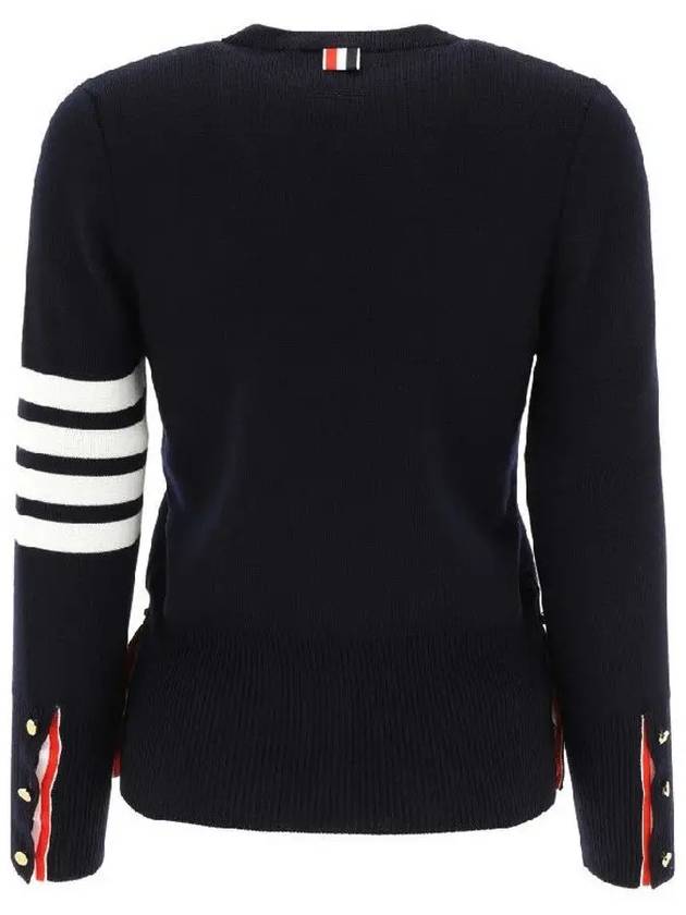 4-Bar Milano Stitch Crew Neck Knit Top Navy - THOM BROWNE - BALAAN 3