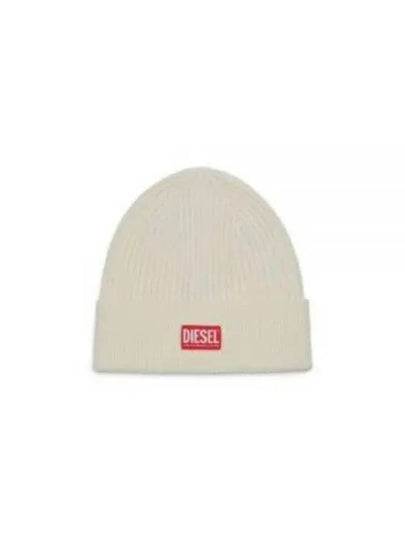 K Coder H Logo Patch Ribbed Beanie Cream - DIESEL - BALAAN 2