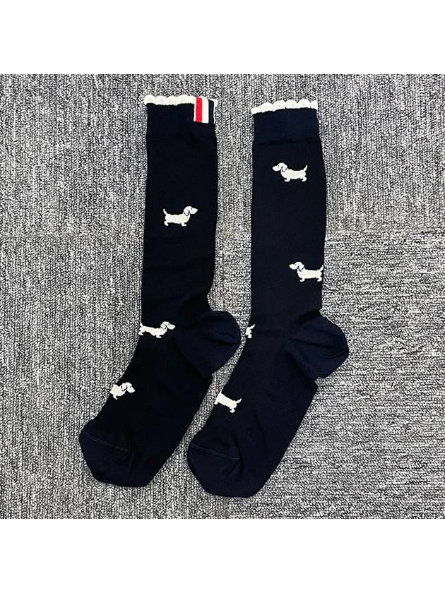 Hector Motif Scalloped Edge Socks Navy - THOM BROWNE - BALAAN 3