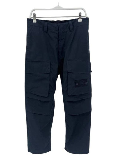 Loose Fit Cargo Cotton Canvas Straight Pants Navy - STONE ISLAND - BALAAN 2