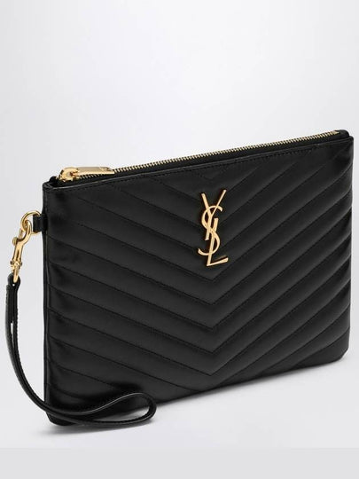 Matelasse Monogram Logo Strap Clutch Bag Black - SAINT LAURENT - BALAAN 2