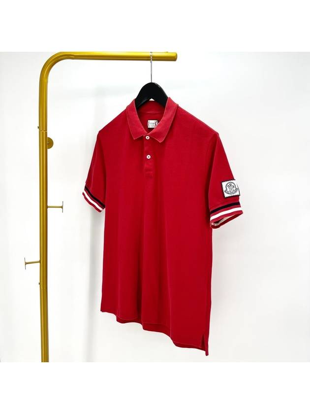 Gamma Blue Short Sleeve Collared T Shirt Red L Size - MONCLER - BALAAN 3