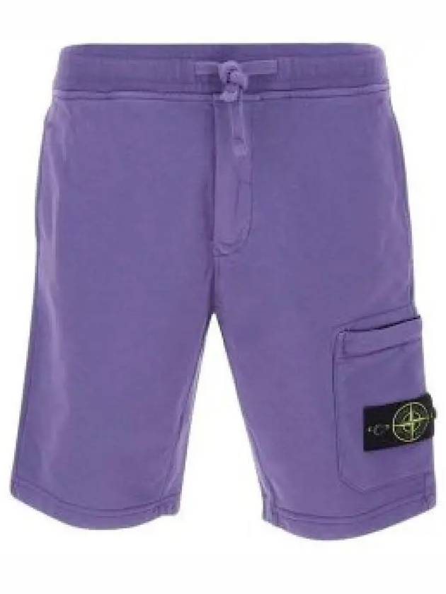 Cotton Fleece Cargo Bermuda Shorts Purple - STONE ISLAND - BALAAN 2