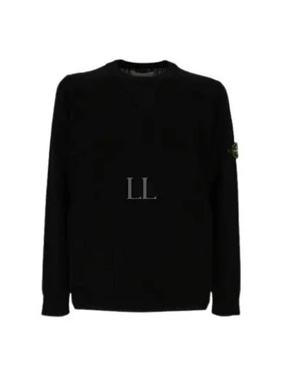 Logo Patch Round Neck Knit Top Black - STONE ISLAND - BALAAN 2