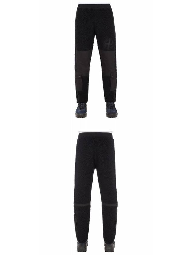 Embroidered Logo Furry Wool Track Pants Black - STONE ISLAND - BALAAN 5