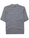 Pointel Rib Short Sleeve Cardigan Grey - THOM BROWNE - BALAAN 3