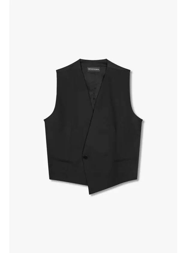 Men s V neck single wool vest black - EMPORIO ARMANI - BALAAN 1