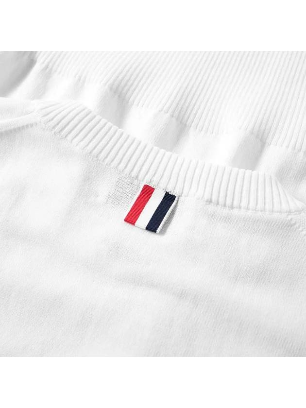 Diagonal Striped Knit Top White - THOM BROWNE - BALAAN 5