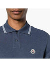 Logo Patch Cotton Polo Shirt Dark Blue - MONCLER - BALAAN 5