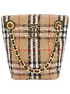 Vintage Check Boucle Mini Lola Bucket Bag Beige - BURBERRY - BALAAN.