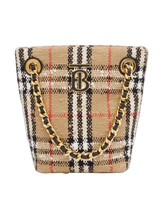 Vintage Check Boucle Mini Lola Bucket Bag Beige - BURBERRY - BALAAN 1