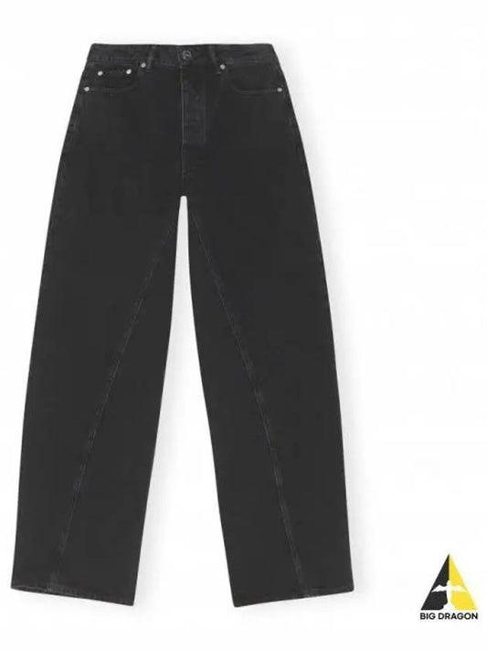 Joezy Regular Fit Cotton Wide Jeans Washed Black - GANNI - BALAAN 2