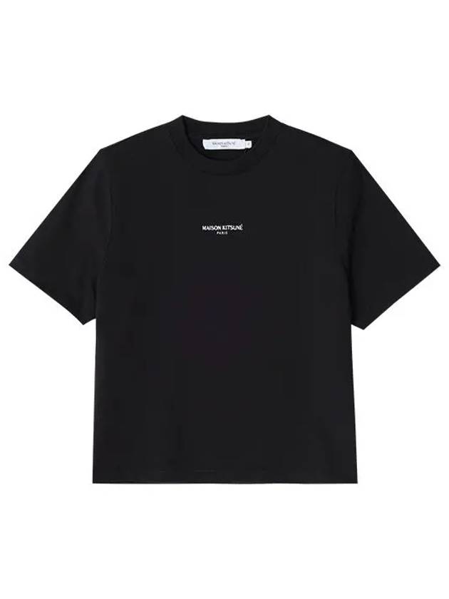 Paris Embroidered Logo Boxy Short Sleeve T-Shirt Black - MAISON KITSUNE - BALAAN 3