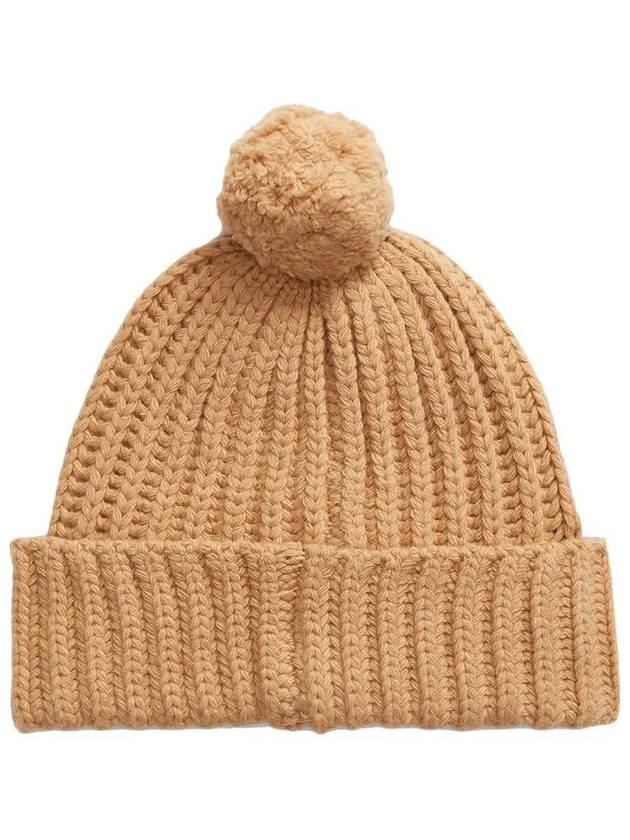 Pony Embroidered Cable Knit Wool Beanie Camel - POLO RALPH LAUREN - BALAAN 4