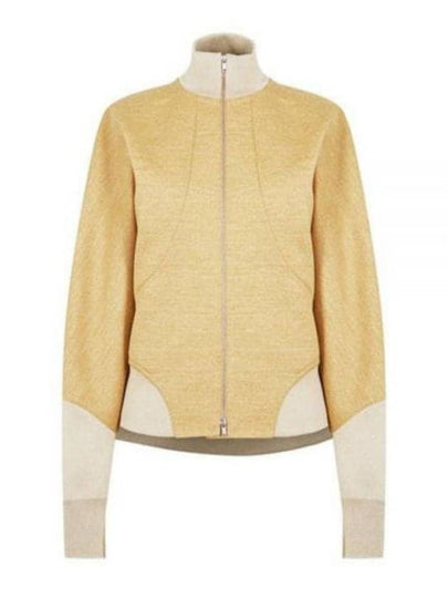 Women's Melange Compact Jersey Wool Zip-Up Jacket Yellow - JIL SANDER - BALAAN 2