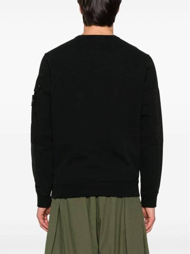 Brushed Organic Cotton Fleece Sweatshirt Black - STONE ISLAND - BALAAN 4