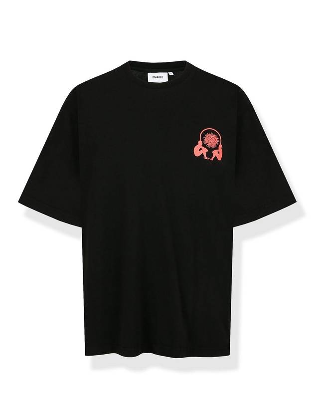 Unisex Human Print Short Sleeve T-Shirt Black - NUAKLE - BALAAN 1