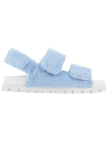 Women's Terry Cloth Logo Sandals Celeste - MIU MIU - BALAAN.