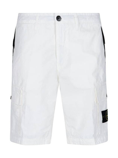 Men's Wappen Patch Pocket Bermuda Cargo Shorts White - STONE ISLAND - BALAAN 2