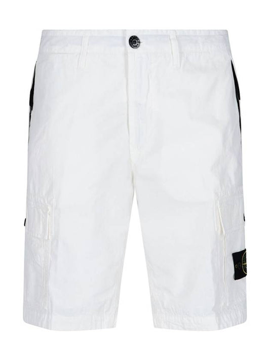 Men's Waffen Patch Cargo Shorts Pants White - STONE ISLAND - BALAAN.