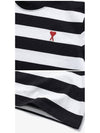 Logo Heart Striped Short Sleeve T Shirt Black - AMI - BALAAN 4