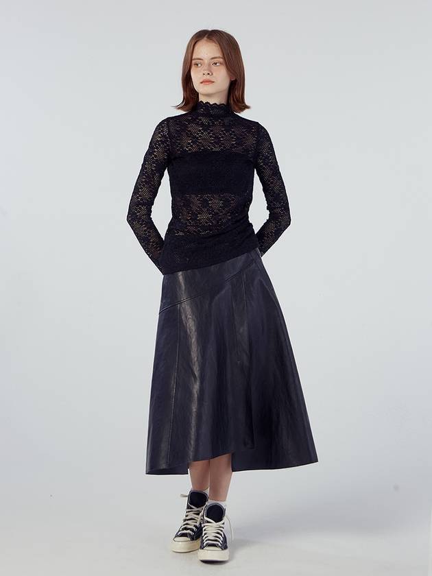 hem leather unbalanced skirt black - REAL ME ANOTHER ME - BALAAN 3