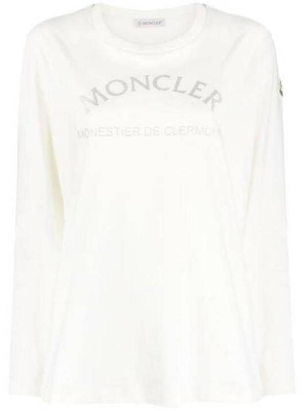 Glitter Logo Long Sleeve T-Shirt White - MONCLER - BALAAN 1